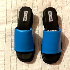 Steve Madden Rate Blue Platform Slide Wedge Sandals Size 8.5